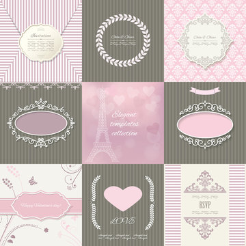 Frames, cards and patterns. Vintage templates.