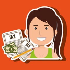 woman taxes bills pencil vector illustration eps 10