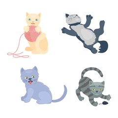 Cats collection vector silhouette. Cute domestic cats different animals. Different cats young adorable tail symbol playful paw. Cartoon funny standing drawing domestic pussy characters set.