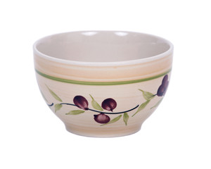 Single painted bowl separated on white background