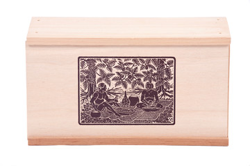 Vintage wooden box separated on white background