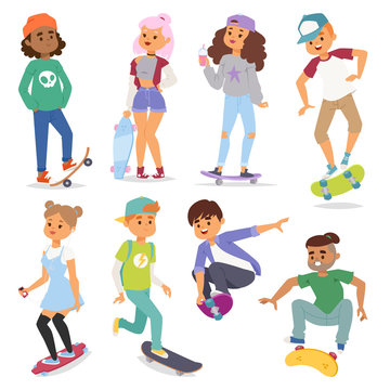 Skateboard characters vector illustration