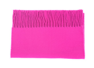 Pink cashmere scarf isolated on white background