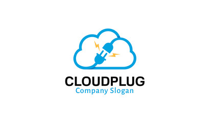 Cloud Plug Logo Design Illustration