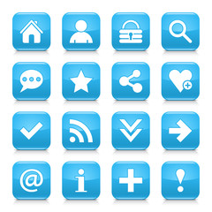 Blue basic sign rounded square icon web button