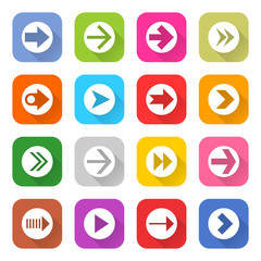 Arrow sign web icon set flat style