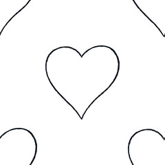 Seamless pattern with outline heart sign