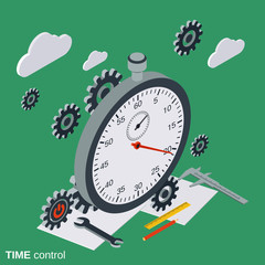 Time control flat isometric vector concept
