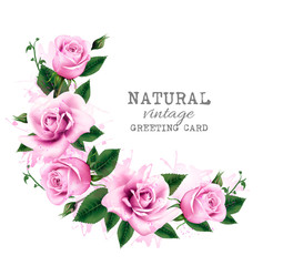 Holiday background with beauty flowers. Vector.