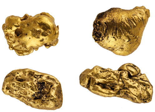  Gold Nuggets On A White Background.