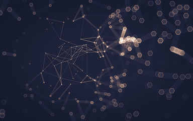 Abstract polygonal space low poly dark background, 3d rendering