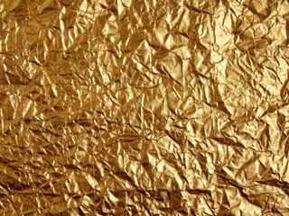 Gold wrinkled paper texture background