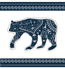 Tribal ethnic bear with frame. Russian and california symbols.