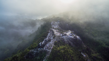 Phu Tajaw is the highest mountain in southern Thailand.in the morning fog on the hilltop fog like the sea