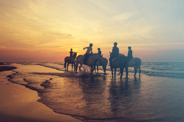 sunset over the sea,retro,vintage