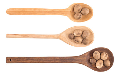 Nutmeg in wooden spoon