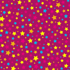Fototapeta na wymiar Bright stars pink seamless pattern