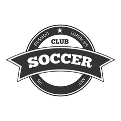 Vector soccer logo, badge template isolated in black white