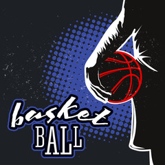Basketball vintage halftone label