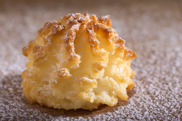 One coconut macaroons christmas cookies with powdered sugar