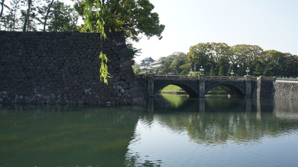 Reflet du mur et du pont.