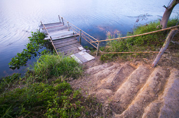 wooden pier on big lake