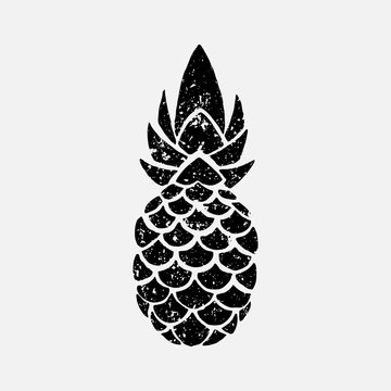 Pineapple, grunge design. Isolated on white. Vector illustration EPS 10