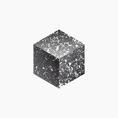 Cube isolated on white background. Grunge design. Vector illustration EPS 10