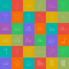 Vector outline construction colorful tiles icons