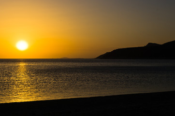Sunset at the most southern beach of Sithonia, Greece