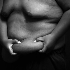 fat man black and white