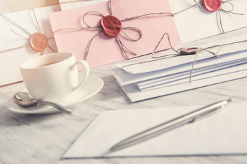 Letters with seal on table