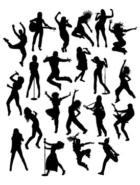 Activity People, Singer, Guitarist  Hip Hop and Modern Dancer Silhouettes