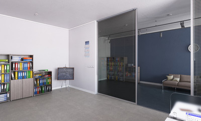 Elegant office interior . Mixed media