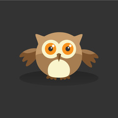 Ilustración infantil de un búho sobre fondo oscuro