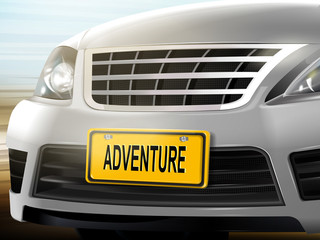 Adventure words on license plate