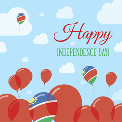 Obraz premium Namibia Independence Day Flat Patriotic Design. Namibian Flag Balloons. Happy National Day Vector Card.