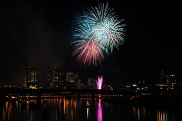 Fototapeta premium Kano River fireworks display / Numazu summer festival