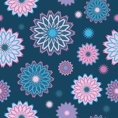 Ethnic boho seamless pattern with decorative flowers. Print. Cloth design, wallpaper.