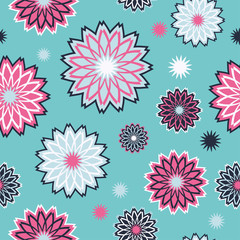 Fototapeta na wymiar Ethnic boho seamless pattern with decorative flowers. Print. Cloth design, wallpaper.