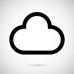 White Cloud icon on gray background. Vector art.