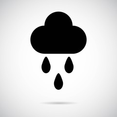 Cloud & Rain icon on gray background. Vector art.