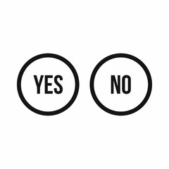 Selection buttons yes and no icon in simple style isolated on white background. Click and choice symbol