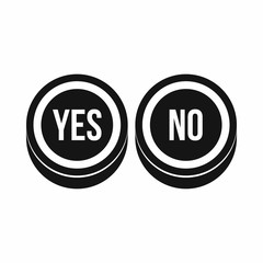 Round signs yes and no icon in simple style isolated on white background. Click and choice symbol