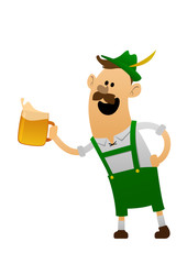 Vector illustration of cartoon oktoberfest fun man with beer