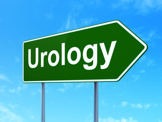 Healthcare concept: Urology on road sign background