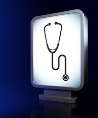 Health concept: Stethoscope on billboard background