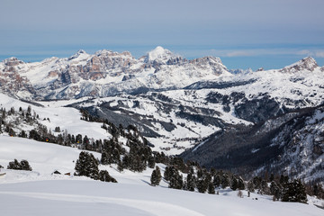 Fototapeta na wymiar View of the Italian Dolomites in winter