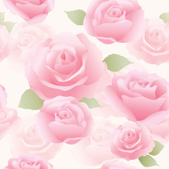 Pink roses on white background into seamless pattern.illustration vector.