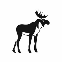 Moose icon in simple style isolated on white background. Animal symbol